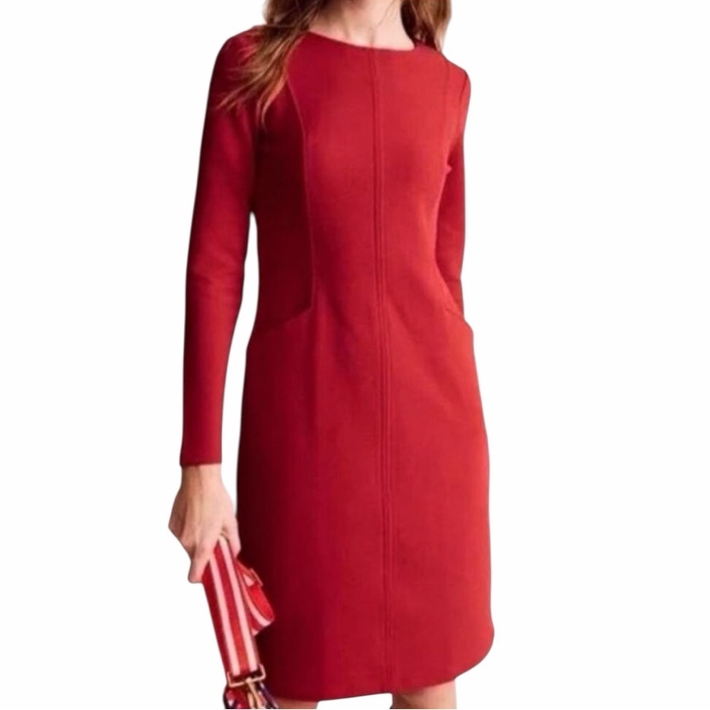 Boden Ellen Ottoman Shift Dress in Salsa Red Size 10P